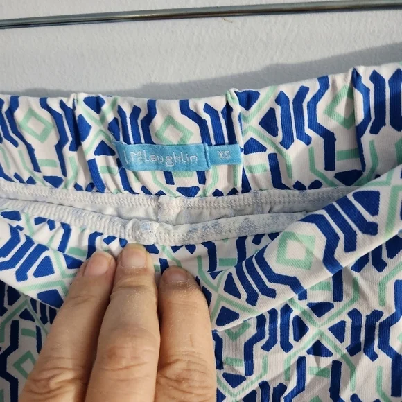 J. McLauglin Blue Green Geometric Skort Pull-On Zip Pockets Catalina Cloth - Picture 2 of 7